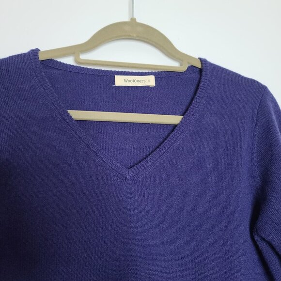 Woolovers Merino Wool‎ Cashmere Blend V-Neck Long Sleeve Sweater Purple Small - Picture 3 of 7